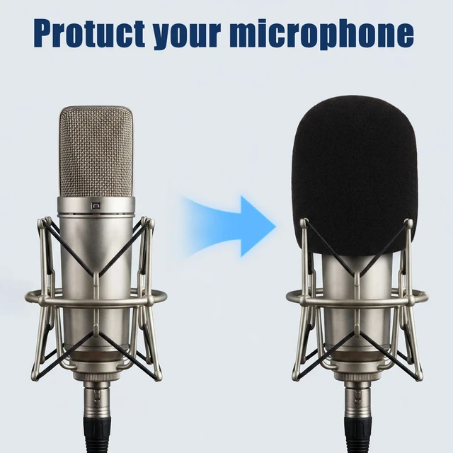 Alt view image 3 of 6 - 2-Pack Foam Microphone Covers, Thick Handheld Mic Windscreen for Standard Mics, Washable Black Sponge Sleeve for KTV and Stage