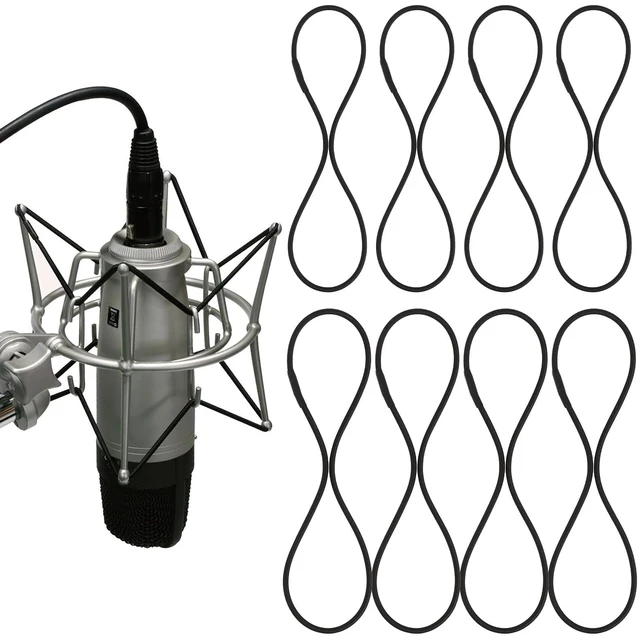 Main image of 8PCS Microphone Shock Mount Rubber Ring, Black Universal Elastic Bands Replacement for Microphone Shock Mount Holder Clamp Clip (Black)