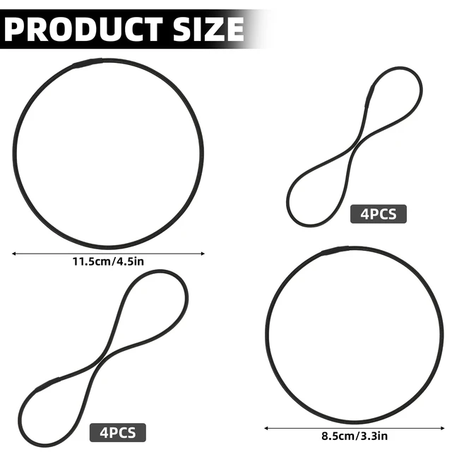 Alt view image 2 of 7 - 8PCS Microphone Shock Mount Rubber Ring, Black Universal Elastic Bands Replacement for Microphone Shock Mount Holder Clamp Clip (Black)