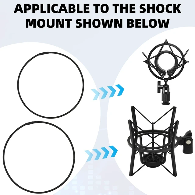 Alt view image 4 of 7 - 8PCS Microphone Shock Mount Rubber Ring, Black Universal Elastic Bands Replacement for Microphone Shock Mount Holder Clamp Clip (Black)