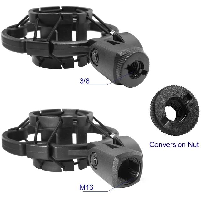 Alt view image 4 of 5 - Microphone Shock Mount Universal Black Anti-Vibration Mic Holder for 42~46mm/1.65~1.81in Diameter Studio Condenser Mic, Mic Clip Holder