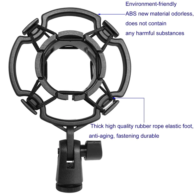 Alt view image 3 of 5 - Microphone Shock Mount Universal Black Anti-Vibration Mic Holder for 42~46mm/1.65~1.81in Diameter Studio Condenser Mic, Mic Clip Holder