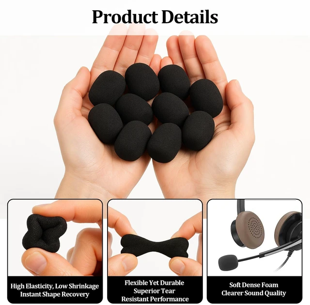 Alt view image 2 of 6 - 40 Pcs Lapel Microphone Windscreen,Headset Windscreen, Mic Foam Covers Lavalier Microphone Windscreen