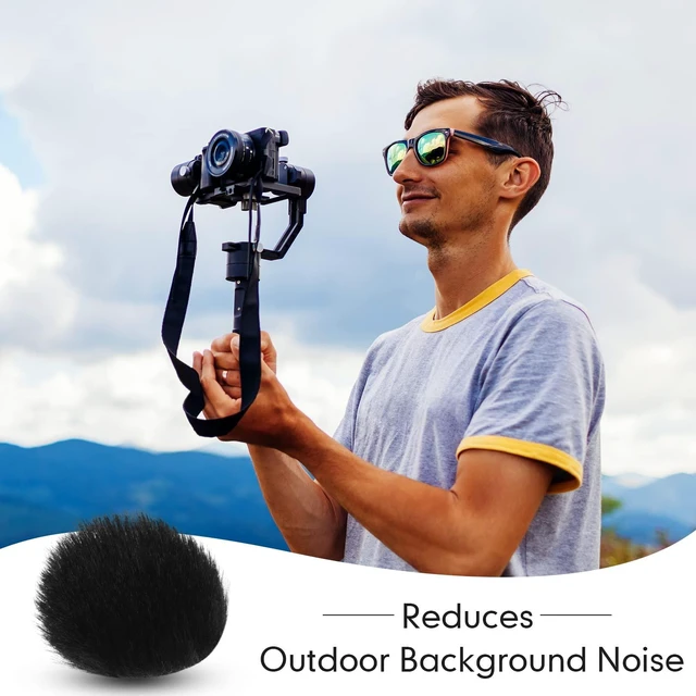 Alt view image 2 of 7 - 10 Pieces Camera Mic Windscreen Furry Camera Wind Muff Wind Cover Built in Microphone Outdoor Filter for DSLRs Mic Outdoor Windshield
