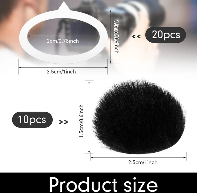Alt view image 3 of 7 - 10 Pieces Camera Mic Windscreen Furry Camera Wind Muff Wind Cover Built in Microphone Outdoor Filter for DSLRs Mic Outdoor Windshield