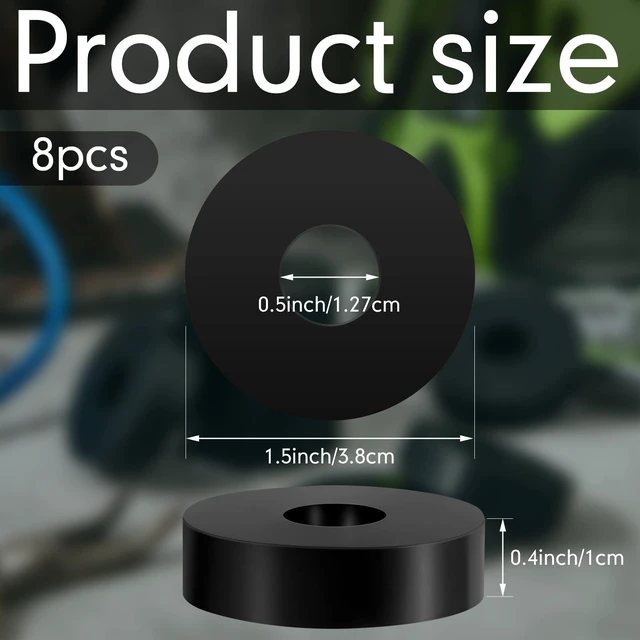 Alt view image 2 of 7 - 8 Pcs Rubber Isolation Pads Thick Rubber Washers 1.5 Inch OD | 0.5 Inch ID 0.4 Inch Thick, Mechanical Vibration Damping Pads, Anti Vibration Isolation Isolator Washer, Large Rubber Washers