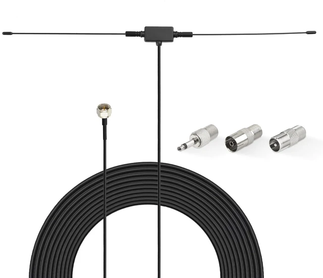 Main image of FM Radio Antenna 75 Ohm Adhesive Mounting Indoor FM Dipole Antenna for Stereo Receiver Indoor Pioneer Onkyo Yamaha Marantz Bose Wave Music System AV Audio Video Home Theater Receiver