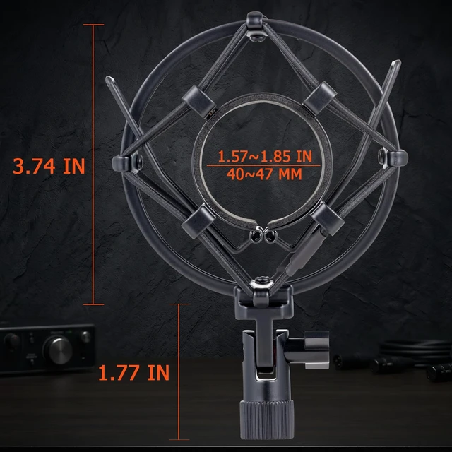 Alt view image 3 of 7 - Microphone Shock Mount, Metal Mic Holder Clip for 1.65-1.85"(42-47mm) Diameter Condenser Mics Reduce Vibration Noise and Improve Recording Quality for Bluebird Baby Bottle CAD U37 GXL2200