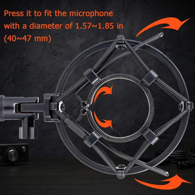 Alt view image 4 of 7 - Microphone Shock Mount, Metal Mic Holder Clip for 1.65-1.85"(42-47mm) Diameter Condenser Mics Reduce Vibration Noise and Improve Recording Quality for Bluebird Baby Bottle CAD U37 GXL2200