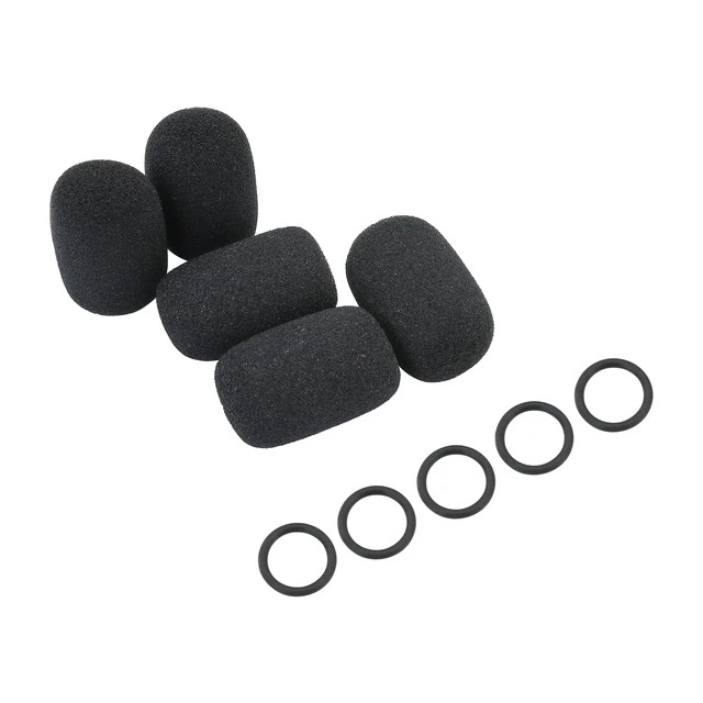 Alt view image 2 of 7 - Headset Microphone Foam Covers Windscreen Replacement for Tactical Communication Headset Boom Mic (5 Pack & O-Rings)