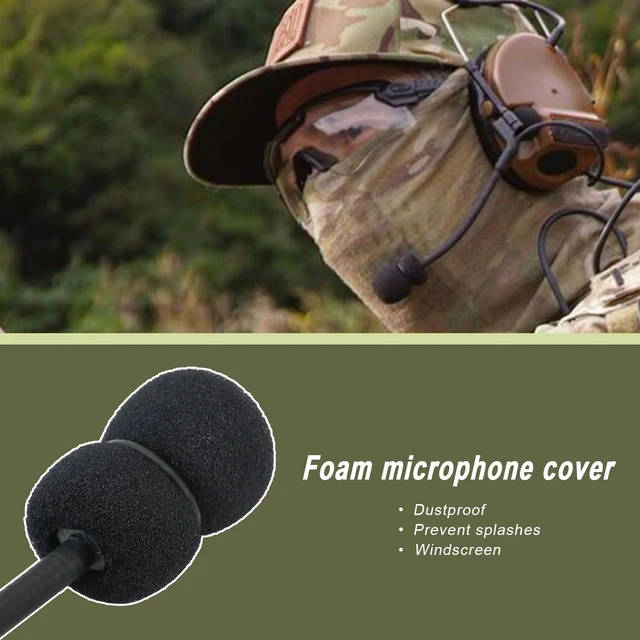 Alt view image 6 of 7 - Headset Microphone Foam Covers Windscreen Replacement for Tactical Communication Headset Boom Mic (5 Pack & O-Rings)