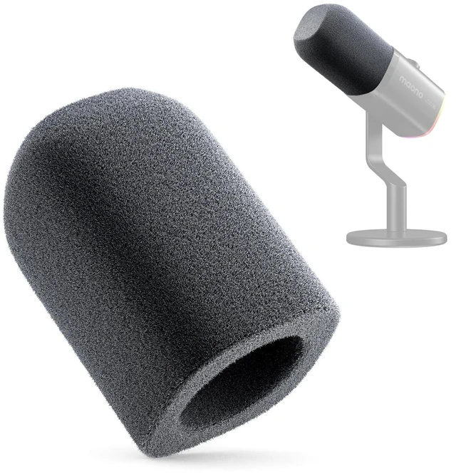 Main image of Microphone Windscreen for PD100W Microphone High-Density Flocked Foam Mic Cover, Soft Flocked Foam for Noise Reduction & Mic Protection, Reusable & Easy to Clean, Dark Grey