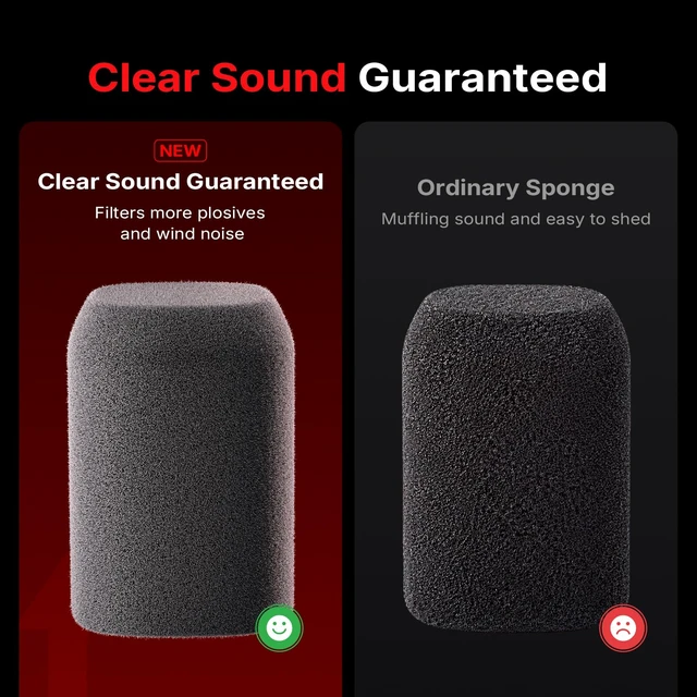 Alt view image 5 of 7 - Microphone Windscreen for PD100W Microphone High-Density Flocked Foam Mic Cover, Soft Flocked Foam for Noise Reduction & Mic Protection, Reusable & Easy to Clean, Dark Grey
