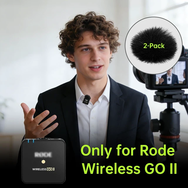 Alt view image 6 of 6 - Premium Furry Windscreen Windshield Dead-cat for Rode Wireless Go Microphones (2PCs-Black, Rode Wireless Go II)