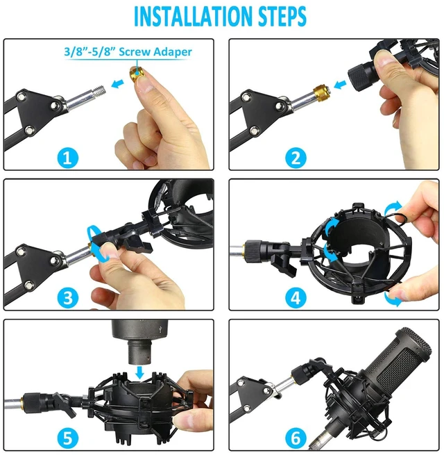 Alt view image 6 of 7 - AT2020 Shock Mount, Shock Mount Stand Reduces Vibration Noise for Audio Technica AT2020 AT2035 AT4040 AT2020USB ATR2500x Condenser Micphone