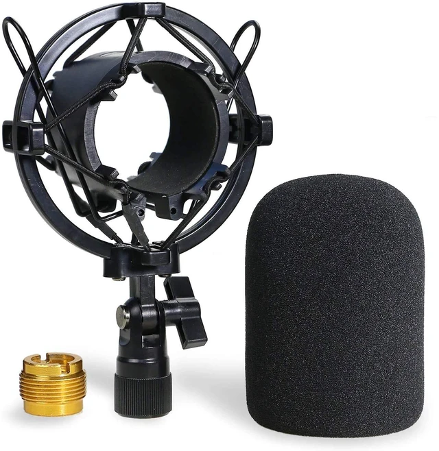 Main image of AT2020 Shock Mount with Pop Filter - Foam Windscreen with Microphone Shockmount Reduces Vibration Noise and Blocks Out Plosives for Audio Technica AT2020 AT2035 ATR2500 Condenser Mic
