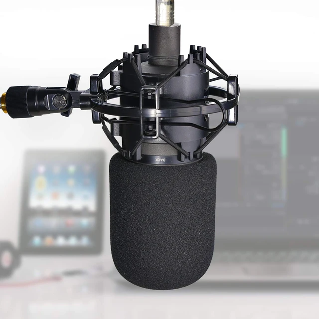 Alt view image 2 of 6 - AT2020 Shock Mount with Pop Filter - Foam Windscreen with Microphone Shockmount Reduces Vibration Noise and Blocks Out Plosives for Audio Technica AT2020 AT2035 ATR2500 Condenser Mic