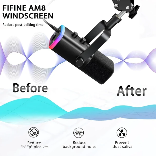 Alt view image 3 of 6 - Microphone Windscreen compatible with Fifine AM8/AM8T, Pop Filter for Recording, Superior Noise Reduction, 2 Pack