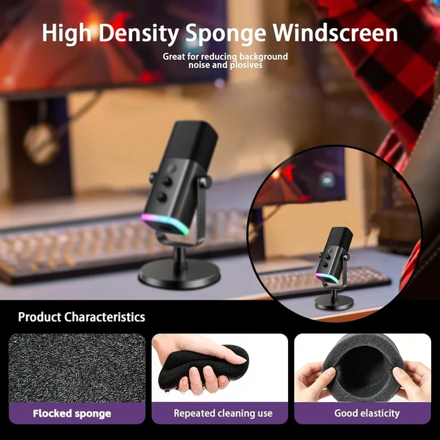 Alt view image 4 of 6 - Microphone Windscreen compatible with Fifine AM8/AM8T, Pop Filter for Recording, Superior Noise Reduction, 2 Pack