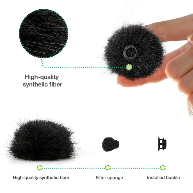 Alt view image 2 of 6 - Mic Pop Filter Furry Windscreen for Rode Wireless Go 2 MicrophoneWindproof and Noisy, Rode Wireless Mic Cover Furry Foam Compatible with RODE Wireless Go 2 (2 PC)