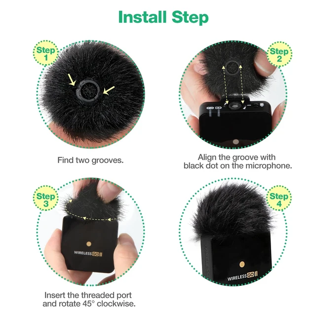 Alt view image 5 of 6 - Mic Pop Filter Furry Windscreen for Rode Wireless Go 2 MicrophoneWindproof and Noisy, Rode Wireless Mic Cover Furry Foam Compatible with RODE Wireless Go 2 (2 PC)