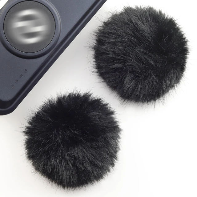 Alt view image 6 of 6 - 2-Pack Black Windscreen for Hollyland Lark M2 Wind Screen Furry Deadcat Cover