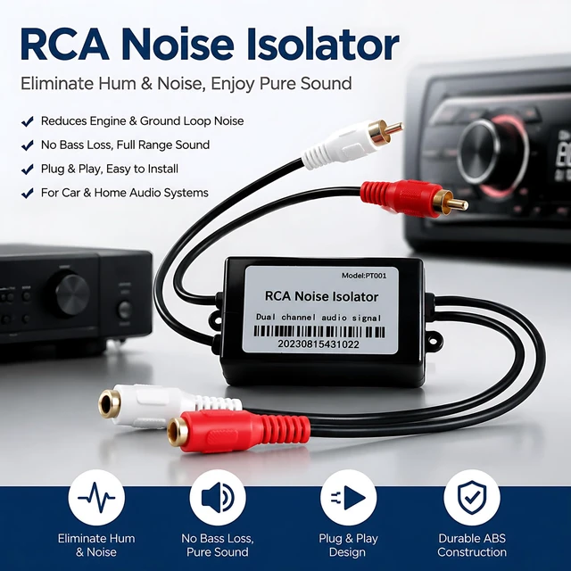 Alt view image 3 of 7 - RCA Noise Isolator, Hum Noise Eliminator, RCA Ground Loop Noise Isolator Noise Filter for HiFi Stereo, Home Theater, Car Audio,No Bass Reduction