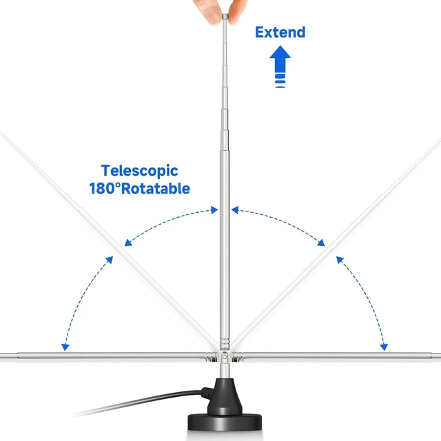 Alt view image 6 of 7 - Strong Magnetic Base FM Radio Antenna Telecopic for Pioneer Onkyo Yamaha Marantz Sherwood Indoor Digital HD FM Radio Bluetooth Home Stereo Receiver AV Audio Video Home Theater Tuner
