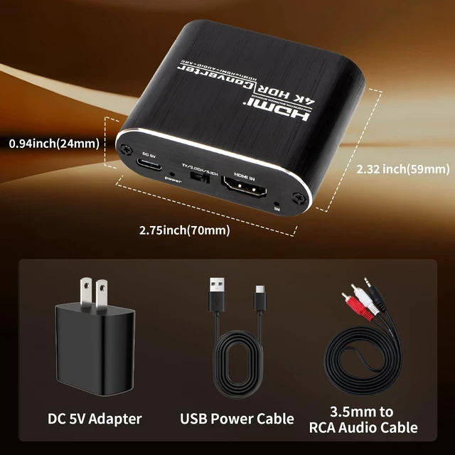Alt view image 7 of 7 - HDMI ARC Audio Extractor 4K@60Hz ARC to Optical 3.5MM Audio Converter | HDMI ARC Adapter With 3.5MM Audio Output Converter Support 3D/HDCP1.4/DTS For TV Box/PS5/Soundbar/Speaker/Amp/Home Theater