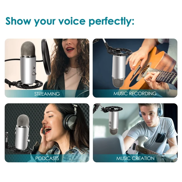 Alt view image 7 of 7 - Blue Yeti Shock Mount, Alloy Shockmount Reduces Vibration Noise Matching Mic Boom Arm, Compatible for Blue Yeti and Yeti Pro Microphone
