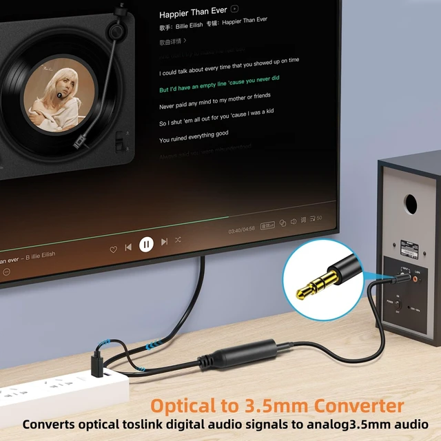 Alt view image 2 of 7 - 192KHz DAC Optical to 3.5mm Converter,Optical to AUX Audio Cable Adapter | Optical to 3.5mm Converter, Digital to Analog Audio Converter for HDTV DVD Set-top Boxes Out to Speaker Audio Mixer