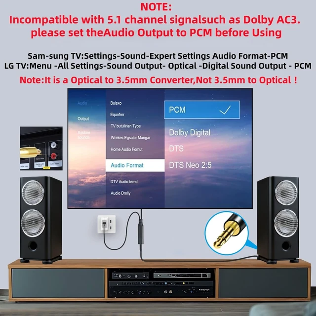 Alt view image 3 of 7 - 192KHz DAC Optical to 3.5mm Converter,Optical to AUX Audio Cable Adapter | Optical to 3.5mm Converter, Digital to Analog Audio Converter for HDTV DVD Set-top Boxes Out to Speaker Audio Mixer