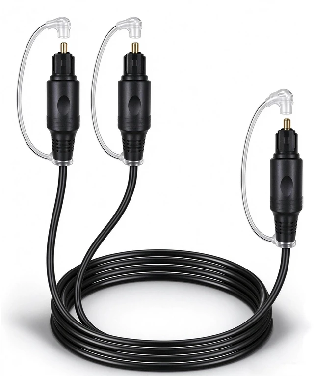Main image of Optical Audio Splitter 1 in 2 Out Toslink Digital Fiber Optic Cable for TV | Male-to-Male Adapter Links One Source to Two Destinations,Gold-Plated Pins.for Home Theater,Xbox Blu-ray,Soundbar