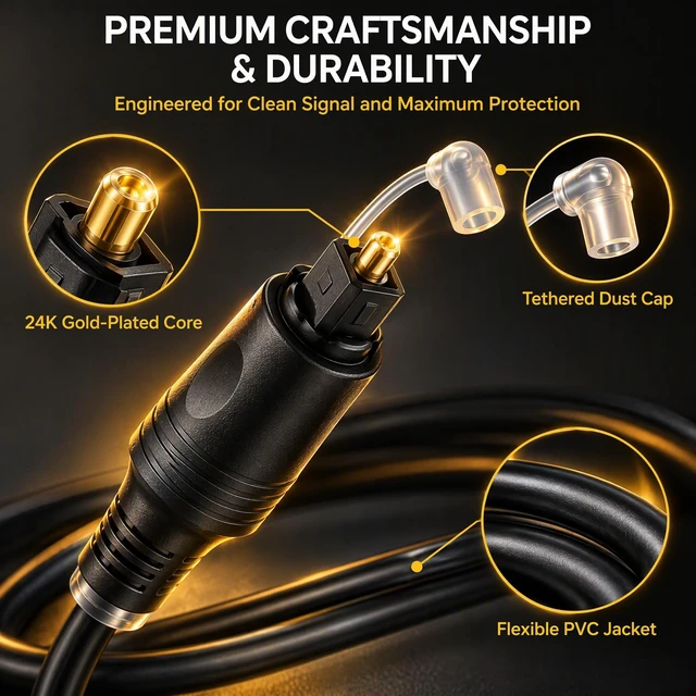 Alt view image 2 of 5 - Optical Audio Splitter 1 in 2 Out Toslink Digital Fiber Optic Cable for TV | Male-to-Male Adapter Links One Source to Two Destinations,Gold-Plated Pins.for Home Theater,Xbox Blu-ray,Soundbar