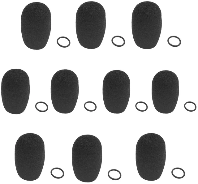 Main image of Boom Mic Windscreen Sock Flight Helmet Headset Foam Microphone Cover Long Small Medium Large Windsocks Windshield Shield for Bose a20 a30 for Peltor Comtac 3 Tactical 6s Headphone(Black,10Pack)