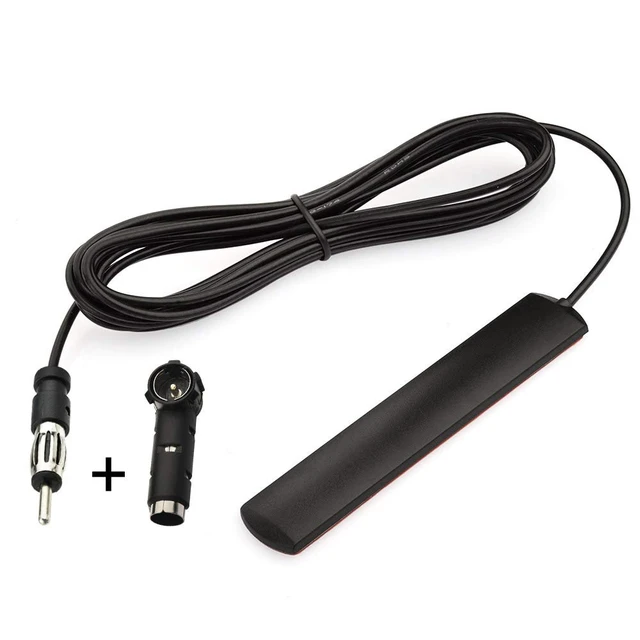 Main image of Car Stereo FM Radio Antenna, Hidden Windshield Antenna, DIN Plug | Adhesive Patch Antenna with DIN Female to ISO Adapter for Vehicle Car Truck Stereo Receiver, Head Unit, FM HD Radio