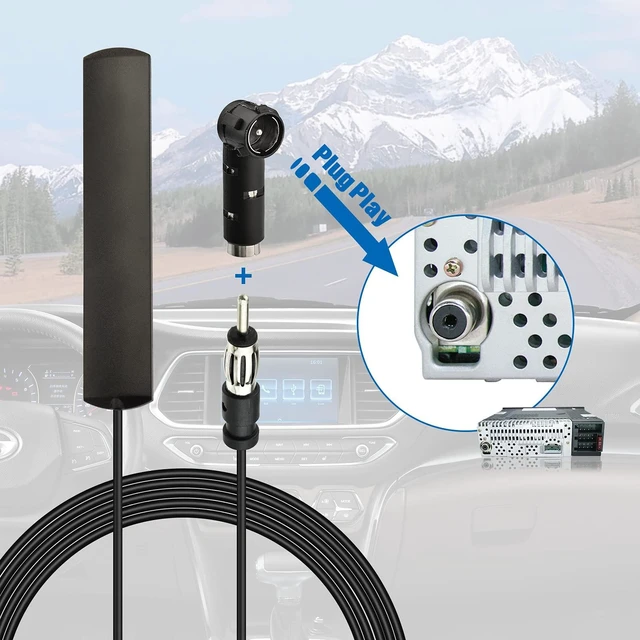 Alt view image 3 of 7 - Car Stereo FM Radio Antenna, Hidden Windshield Antenna, DIN Plug | Adhesive Patch Antenna with DIN Female to ISO Adapter for Vehicle Car Truck Stereo Receiver, Head Unit, FM HD Radio