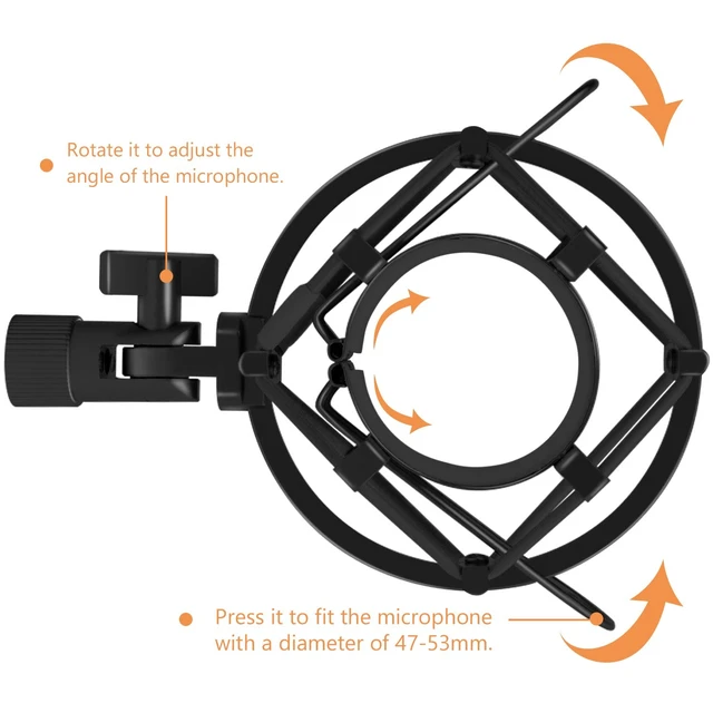 Alt view image 2 of 7 - Shock Mount with Foam Windscreen - Pop Filter with Microphone Shockmount for AT2020/AT2020USB+/ AT2020USBi/AT2035/AT2050 Condenser Mic by Boseen