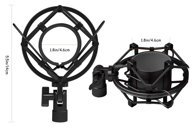 Alt view image 5 of 7 - Shock Mount with Foam Windscreen - Pop Filter with Microphone Shockmount for AT2020/AT2020USB+/ AT2020USBi/AT2035/AT2050 Condenser Mic by Boseen
