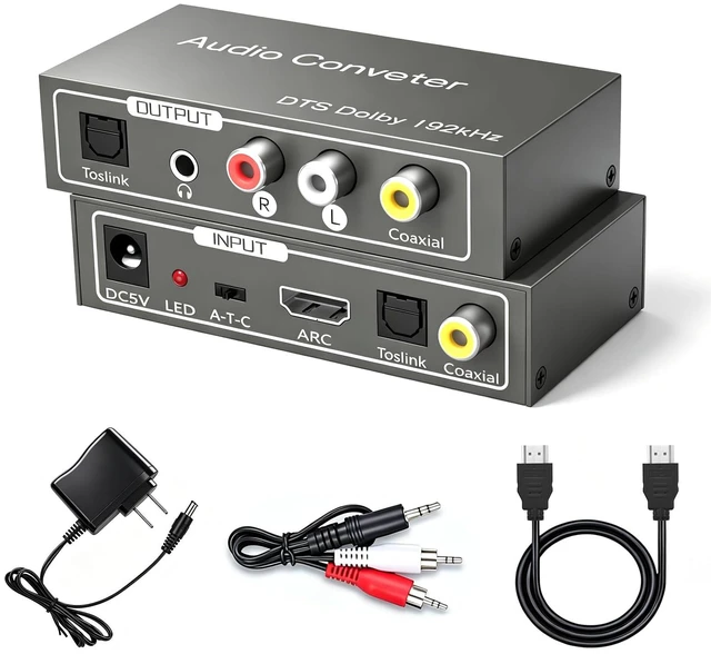 Main image of 192KHz HDMI ARC Audio Extractor, Digital to Analog Audio Converter, DAC Audio Converter, Optical/SPDIF Coaxial HDMI ARC to Optical/SPDIF Coaxial Stereo L/R 3.5mm Jack for TV Soundbar Headphones