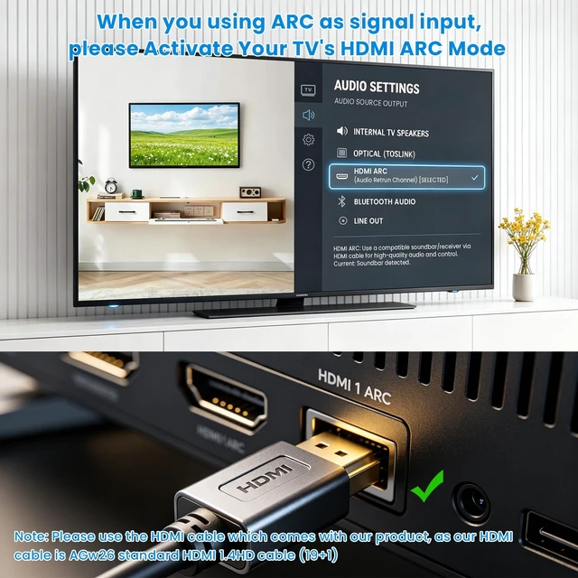 Alt view image 4 of 7 - 192KHz HDMI ARC Audio Extractor, Digital to Analog Audio Converter, DAC Audio Converter, Optical/SPDIF Coaxial HDMI ARC to Optical/SPDIF Coaxial Stereo L/R 3.5mm Jack for TV Soundbar Headphones