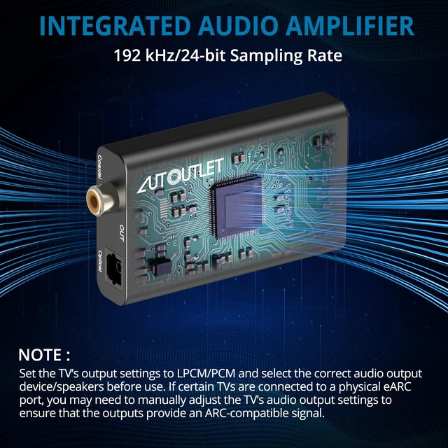 Alt view image 2 of 7 - 192KHz HDMI ARC Audio Extractor to Optical TOSLINK SPDIF | Coaxial Audio Splitter Converter, Only for HDTV ARC Port to Speakers, Amplifiers, Soundbar Support Dolby/DTS 5.1(NO CEC)
