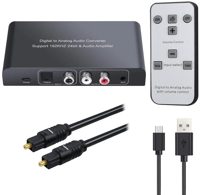Main image of 192kHz Digital to Analog Audio Converter with IR Remote Control | DAC Converter Digital Coaxial Toslink Optical to Analog Stereo L/R RCA 3.5mm Audio Adapter Support Volume Control/Mute/Power