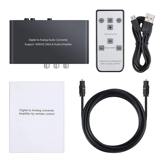 Alt view image 7 of 7 - 192kHz Digital to Analog Audio Converter with IR Remote Control | DAC Converter Digital Coaxial Toslink Optical to Analog Stereo L/R RCA 3.5mm Audio Adapter Support Volume Control/Mute/Power