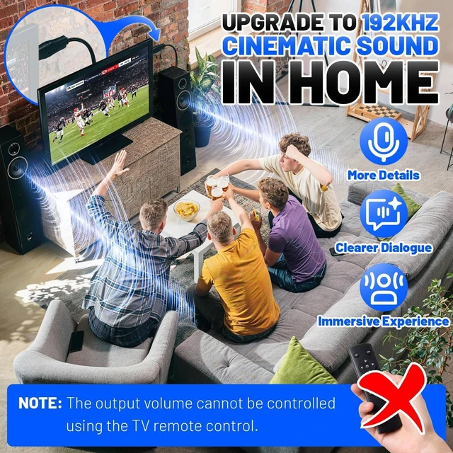 Alt view image 2 of 7 - HDMI to Optical Audio Adapter Support PCM/Dolby/DTS 5FT | 192kHz ARC HDMI eARC to Optical Audio Adapter No Lag HDMI eARC Audio Extractor Cable for Soundbar to TV,Recivers and Speakers