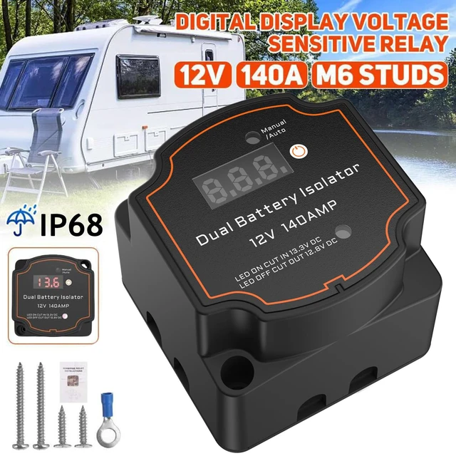 Alt view image 6 of 7 - Smart Dual Battery Isolator 12V 140A Auto or Manual Control, Waterproof Voltage Sensitive Relay(VSR) with Digital Voltmeter for Car, RV, ATV, UTV, Boat, Marine
