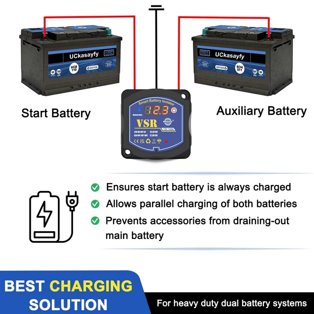 Alt view image 4 of 7 - Dual Battery Isolator 12V 140amp, Voltage Sensitive Relay VSR, Smart Battry Isolator Compatible with UTV Marine car RV Boat Truck Trailer ATV Camper Moto, Not Fit for Lithium Batteries