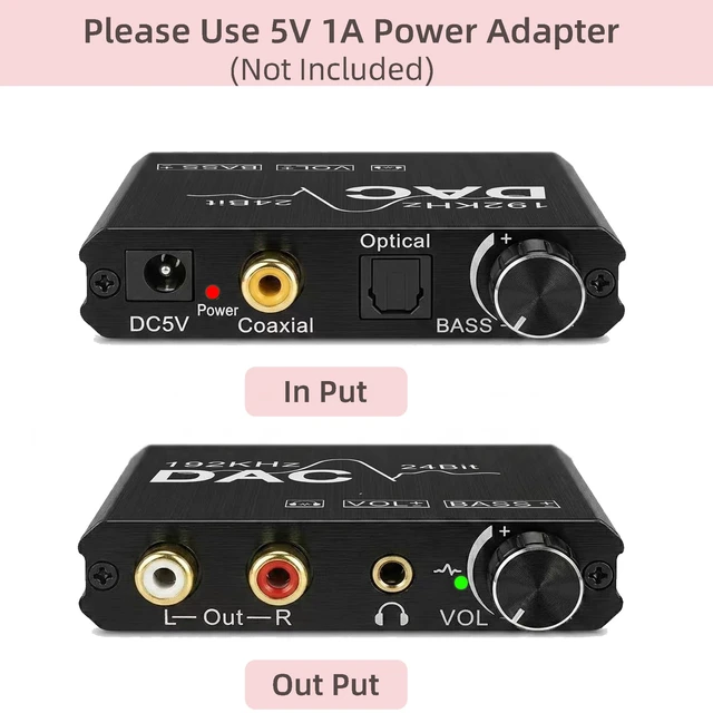Alt view image 3 of 5 - Digital to Analog Audio Converter,Optical Coaxial to RCA 3.5mm,Metal