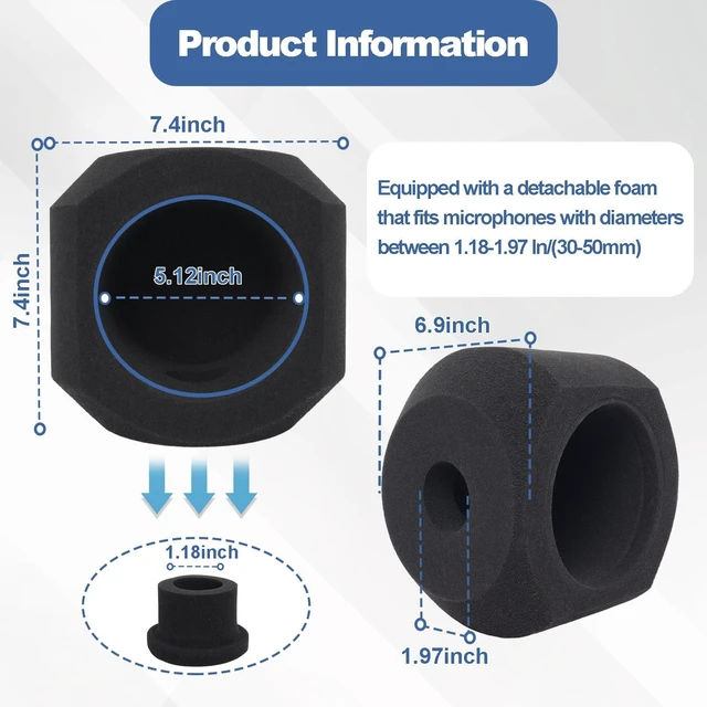 Alt view image 3 of 6 - Microphone Isolation Ball with Pop Filter for USB & Condenser Mics | High-Density Acoustic Foam, 360° Sound Absorption, Compact Design for Cleaner Vocals Podcasts & Home Studios