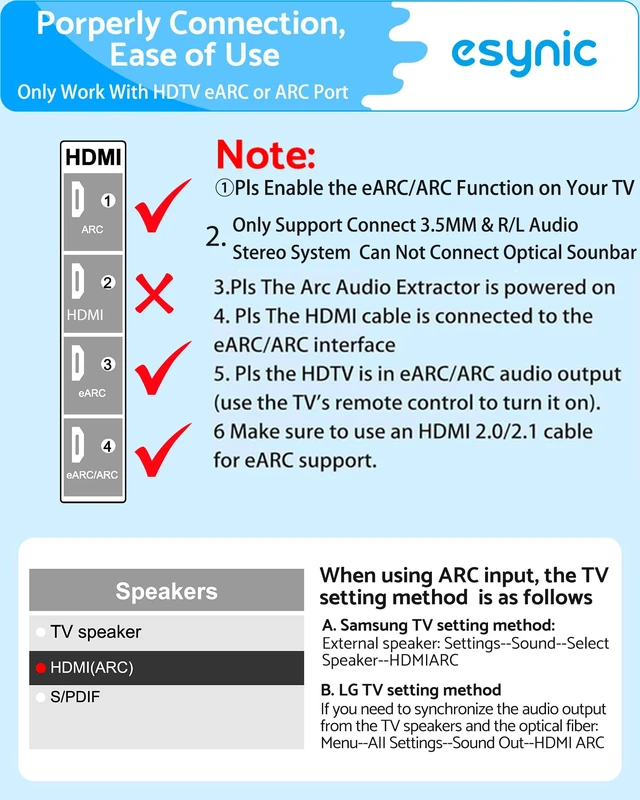 Alt view image 2 of 7 - 192KHZ eARC Audio Extractor-USB Powered-Campact Designed eARC/ARC to RCA or 3.5mm Audio Adapter for TV to Headphones Speakers-PCM 2.0 Stereo Output-Supports TV Remote Volume Control